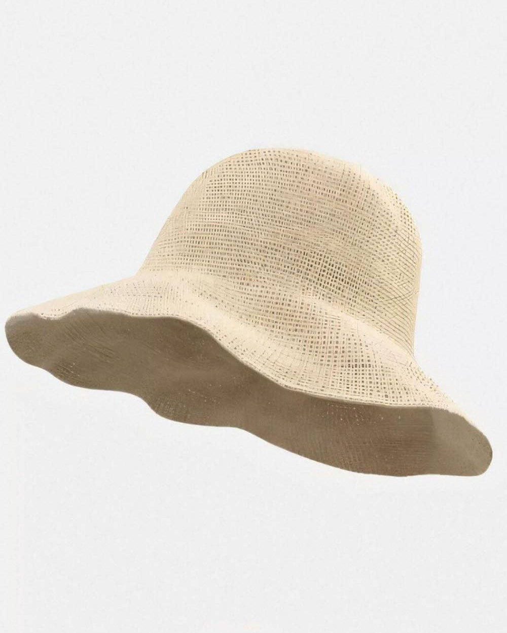 Beige straw hat on a light gray background