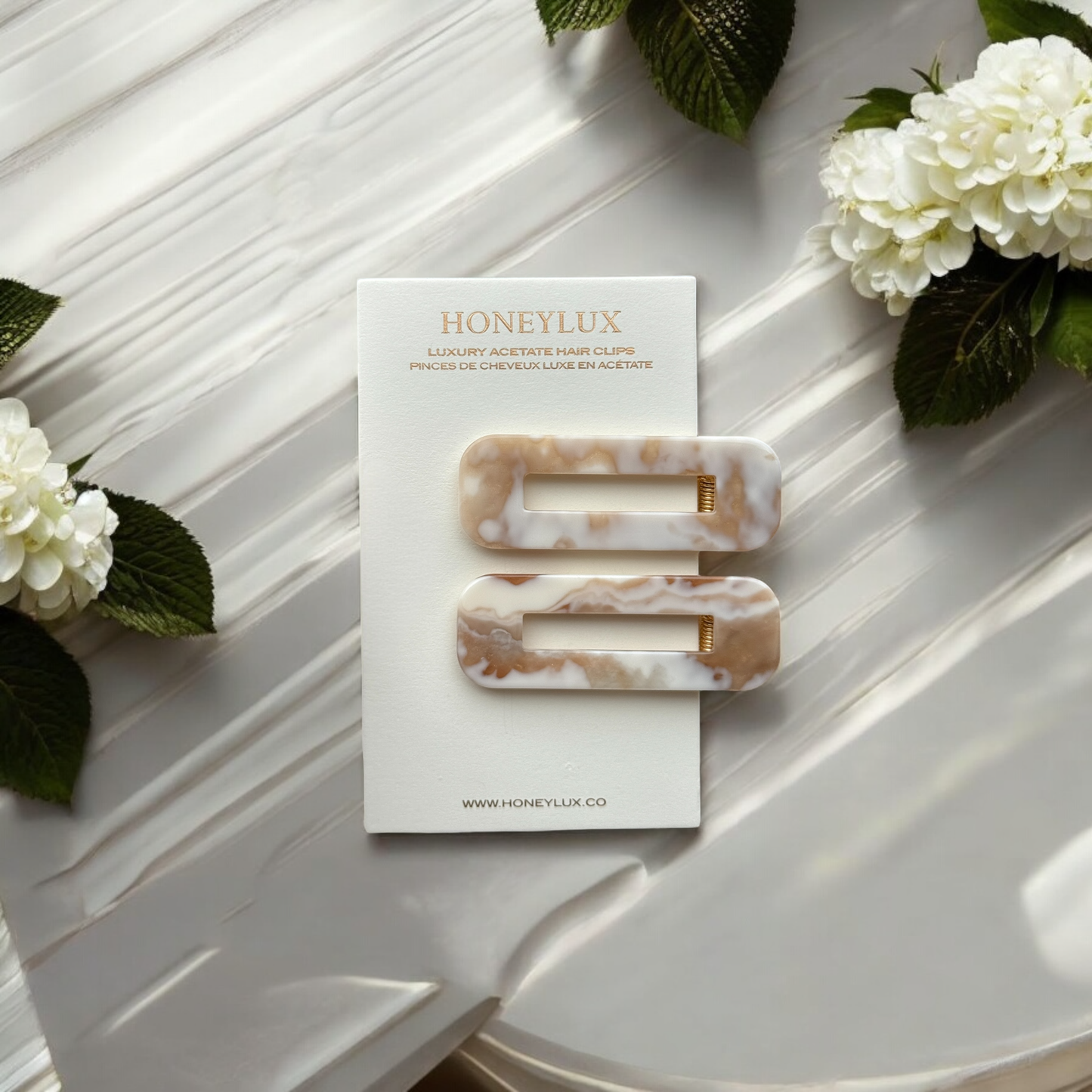 Duo Barrette Set - Marble