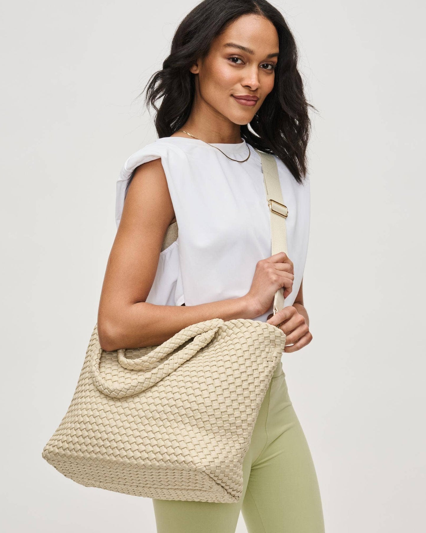 Sky's The Limit - Medium Laced Up Eco-Edition Tote: Beige