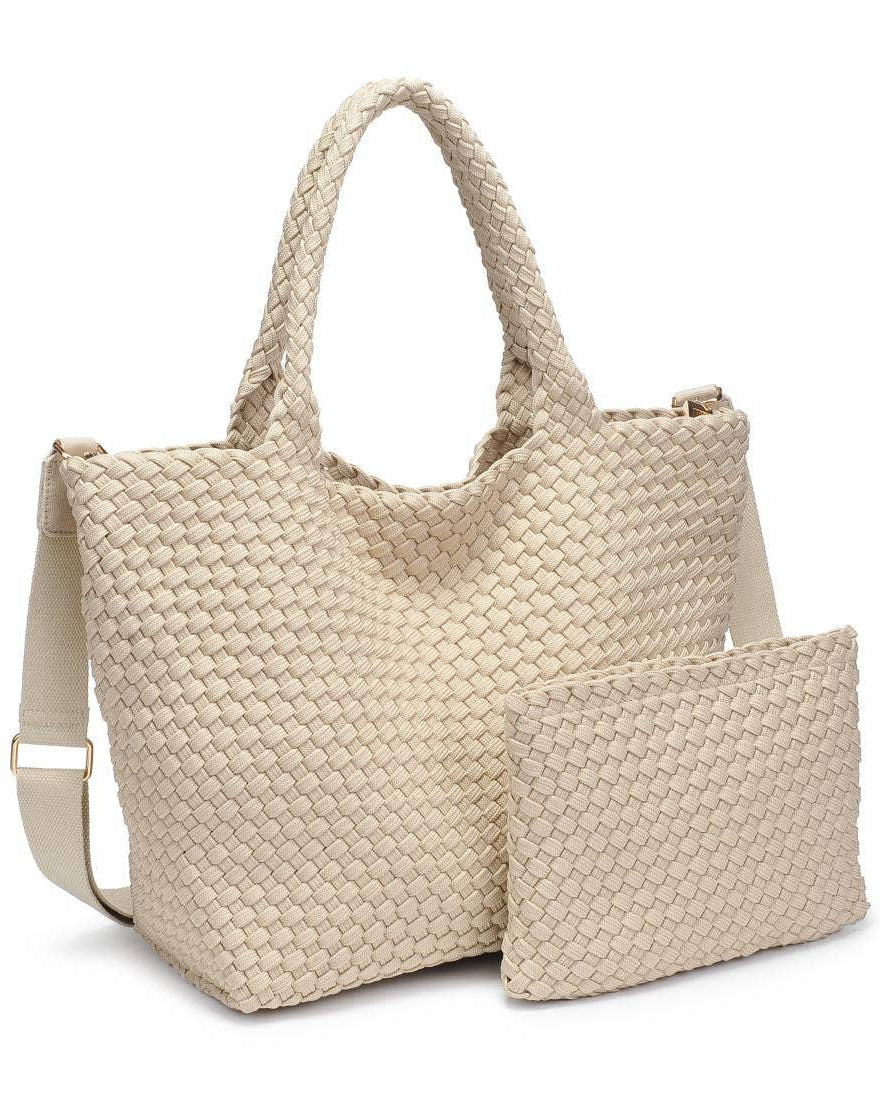 Sky's The Limit - Medium Laced Up Eco-Edition Tote: Beige