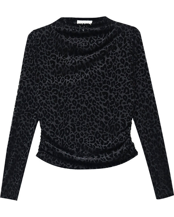 Khami Velvet Burnout Shirred Top on a white background