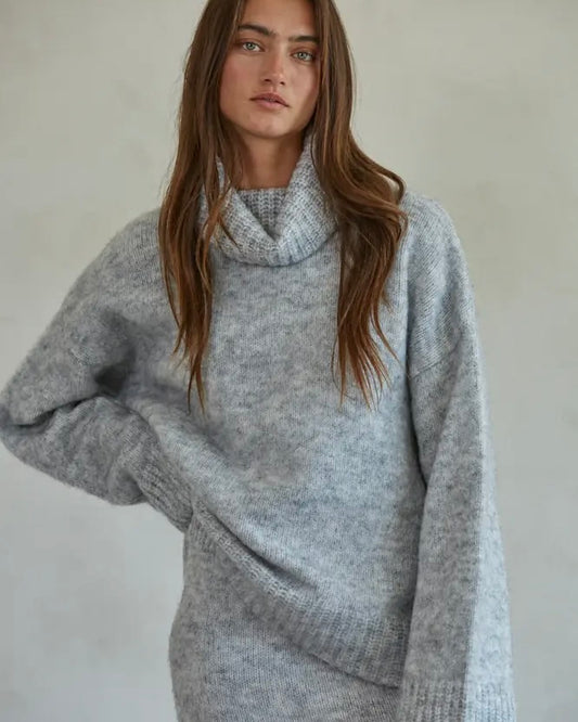 Rib Detailed Turtleneck Sweater