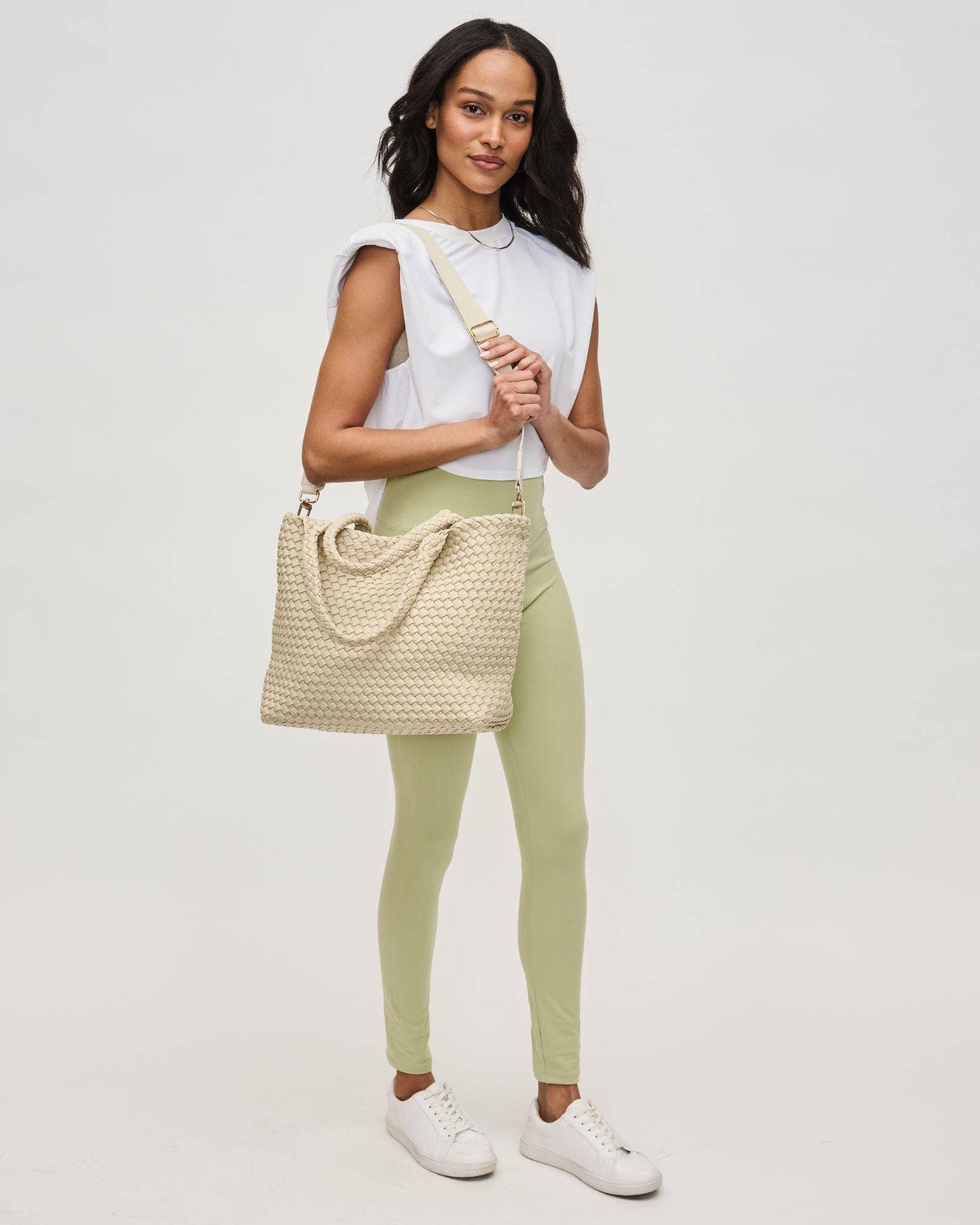 Sky's The Limit - Medium Laced Up Eco-Edition Tote: Beige