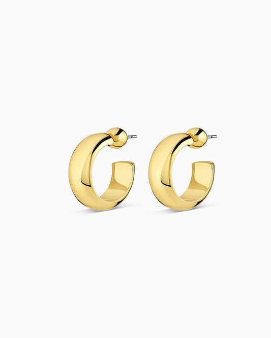 Image of Gorjana Paseo small gold hoops on a white background