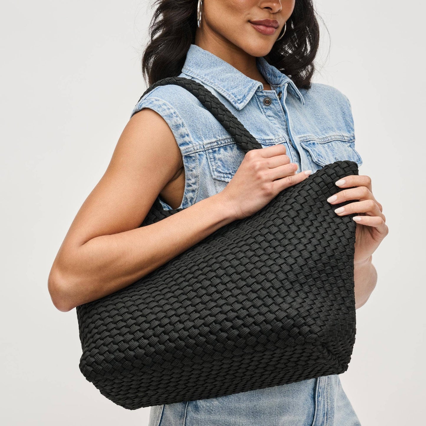 Sky's The Limit - Medium Laced Up Eco-Edition Tote: Beige
