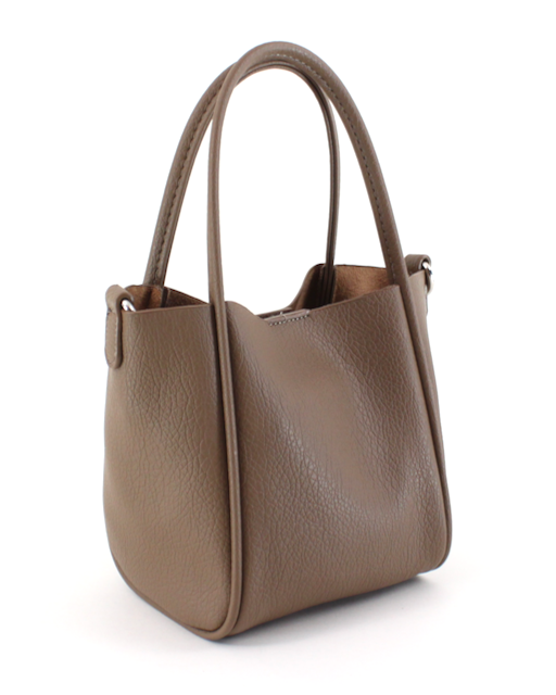Brown leather handbag on a white background