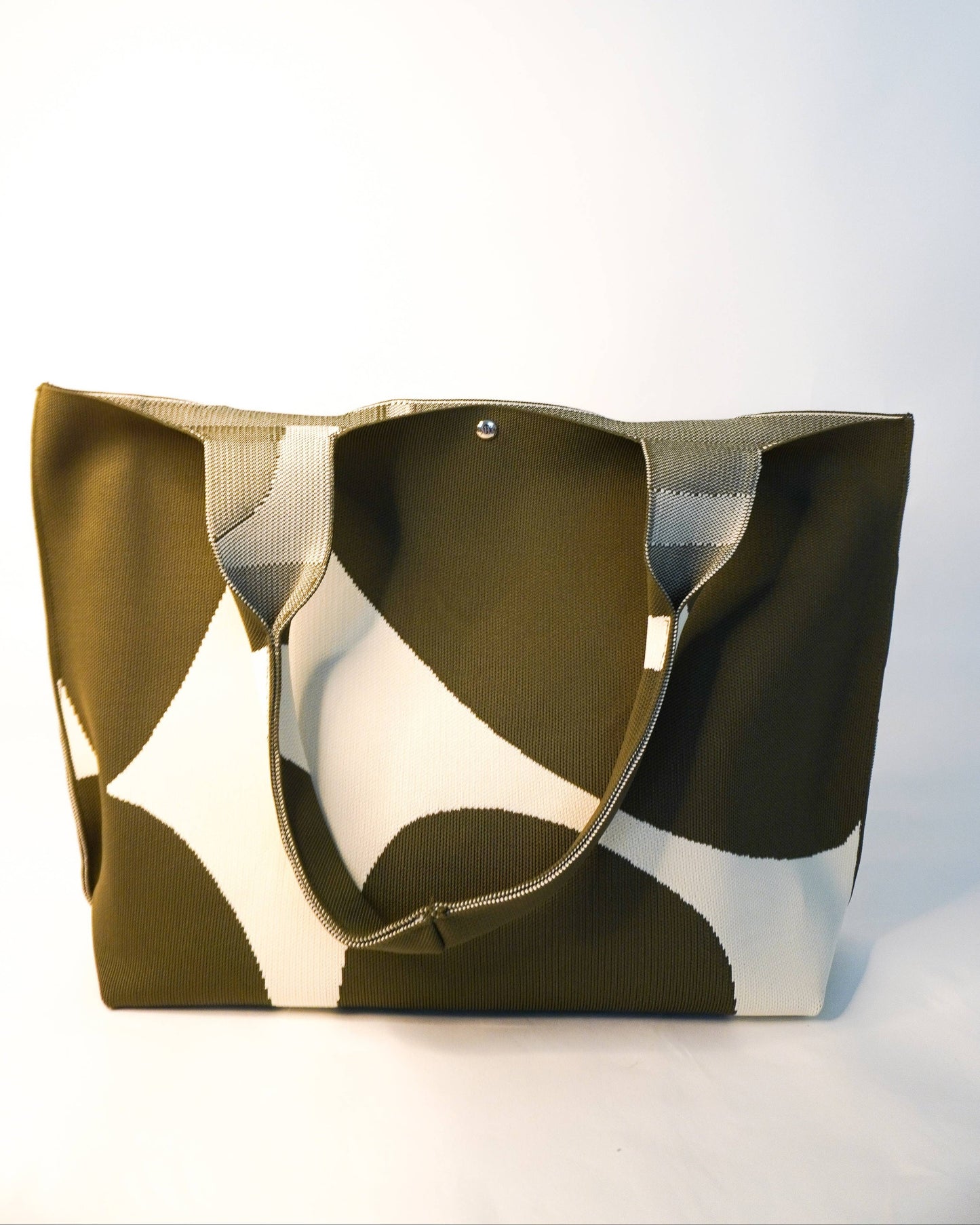Tote bag with abstract pattern on a white background