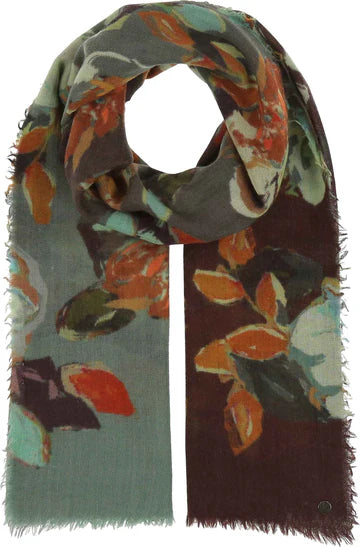 Painted Ombre Roses Scarf | Teal