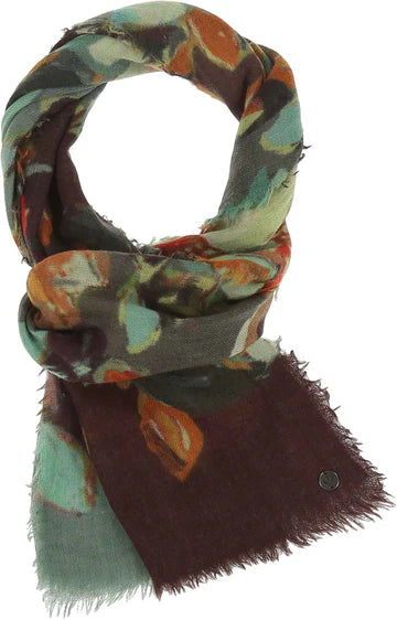 Painted Ombre Roses Scarf | Teal