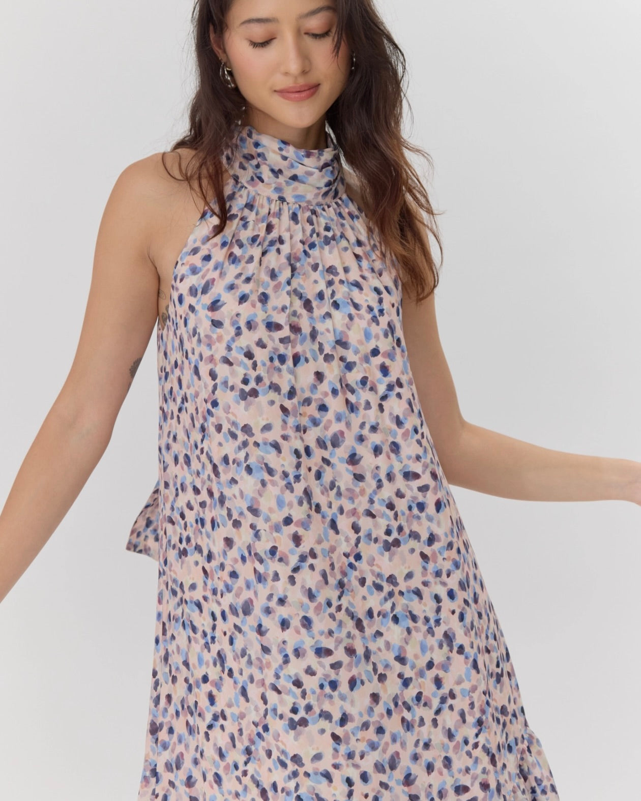 Carina Printed Halter Tiered Maxi Dress | Greylin Collection L / BLUSH DOT Carina Printed Halter Tiered Maxi Dress | Greylin Collection L / BLUSH DOT