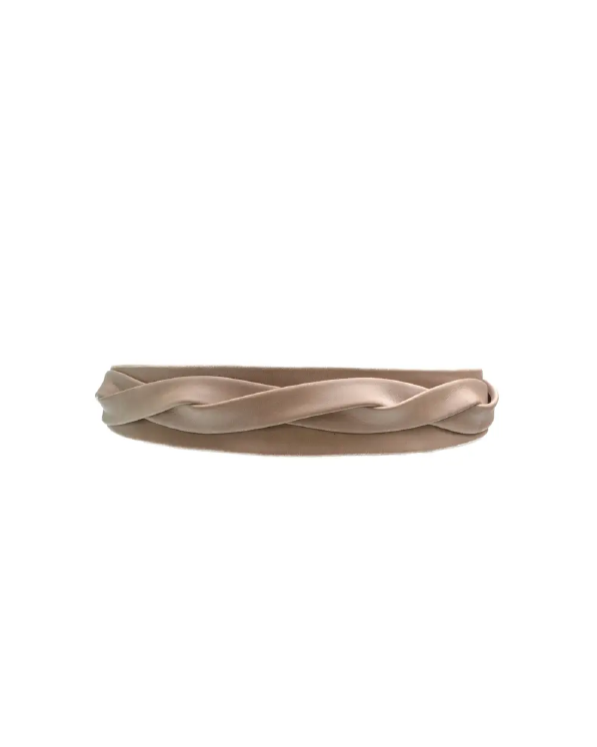 Leather beige wrap belt on a white background