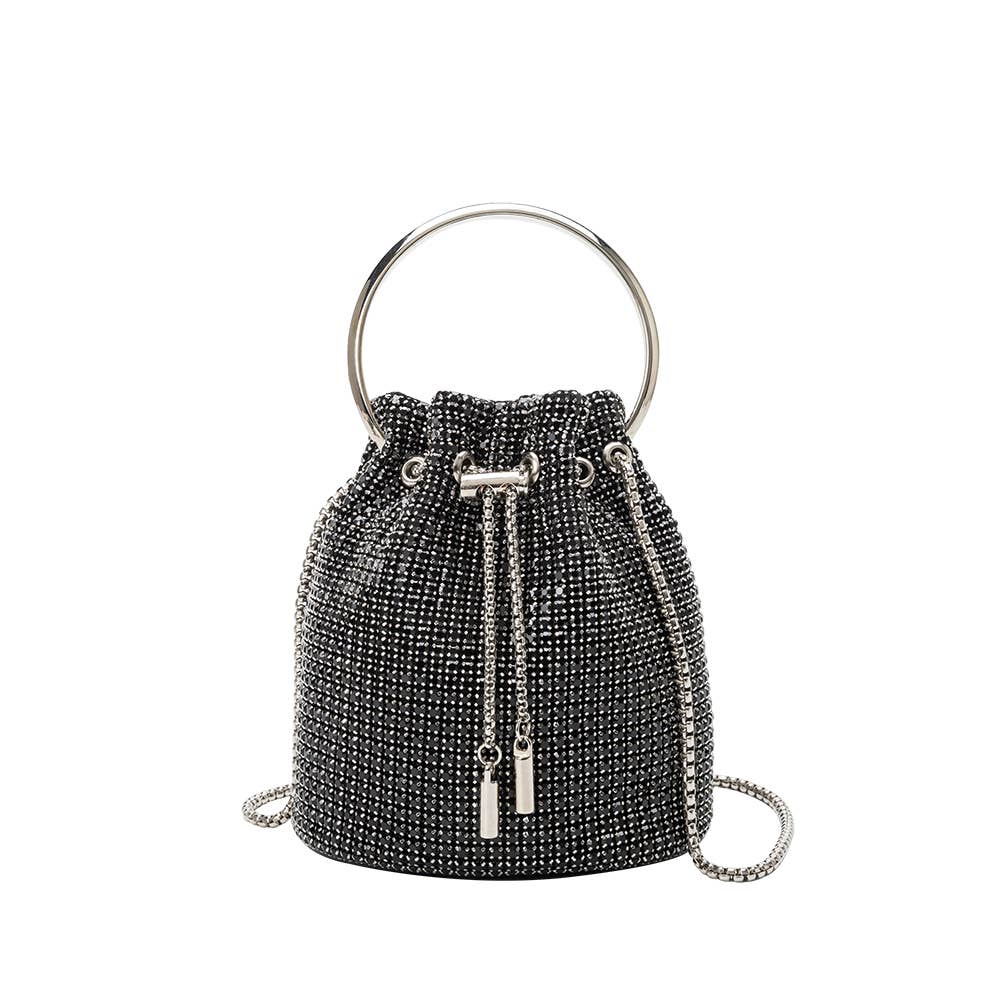 Image of Melie Bianco Kasee Crystal Top Handle Bag in black on a white background