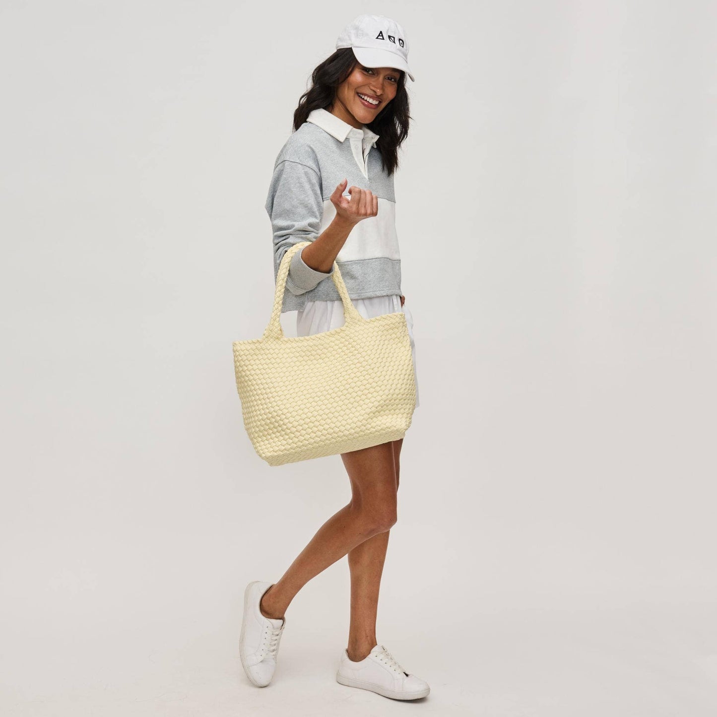 Sky's The Limit - Medium Laced Up Eco-Edition Tote: Beige
