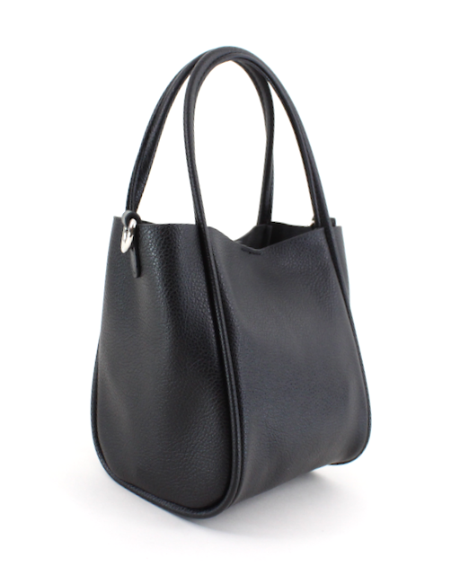 Black handbag on a white background