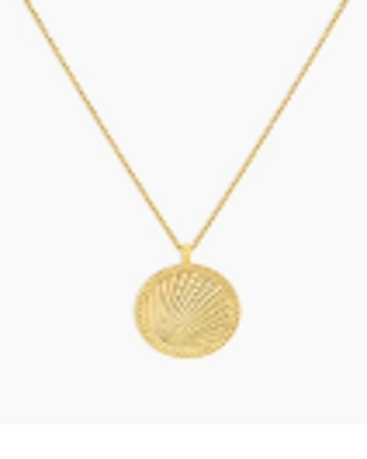 Gorjana Sunny Pendant Necklace in gold on a white background
