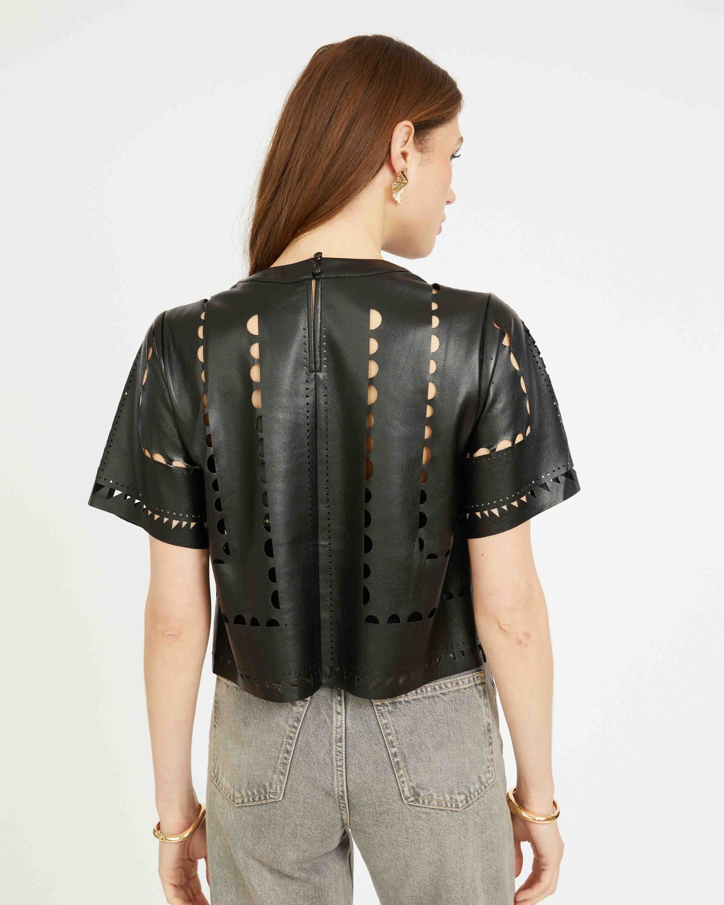 Anisa Top in Black Vegan Leather