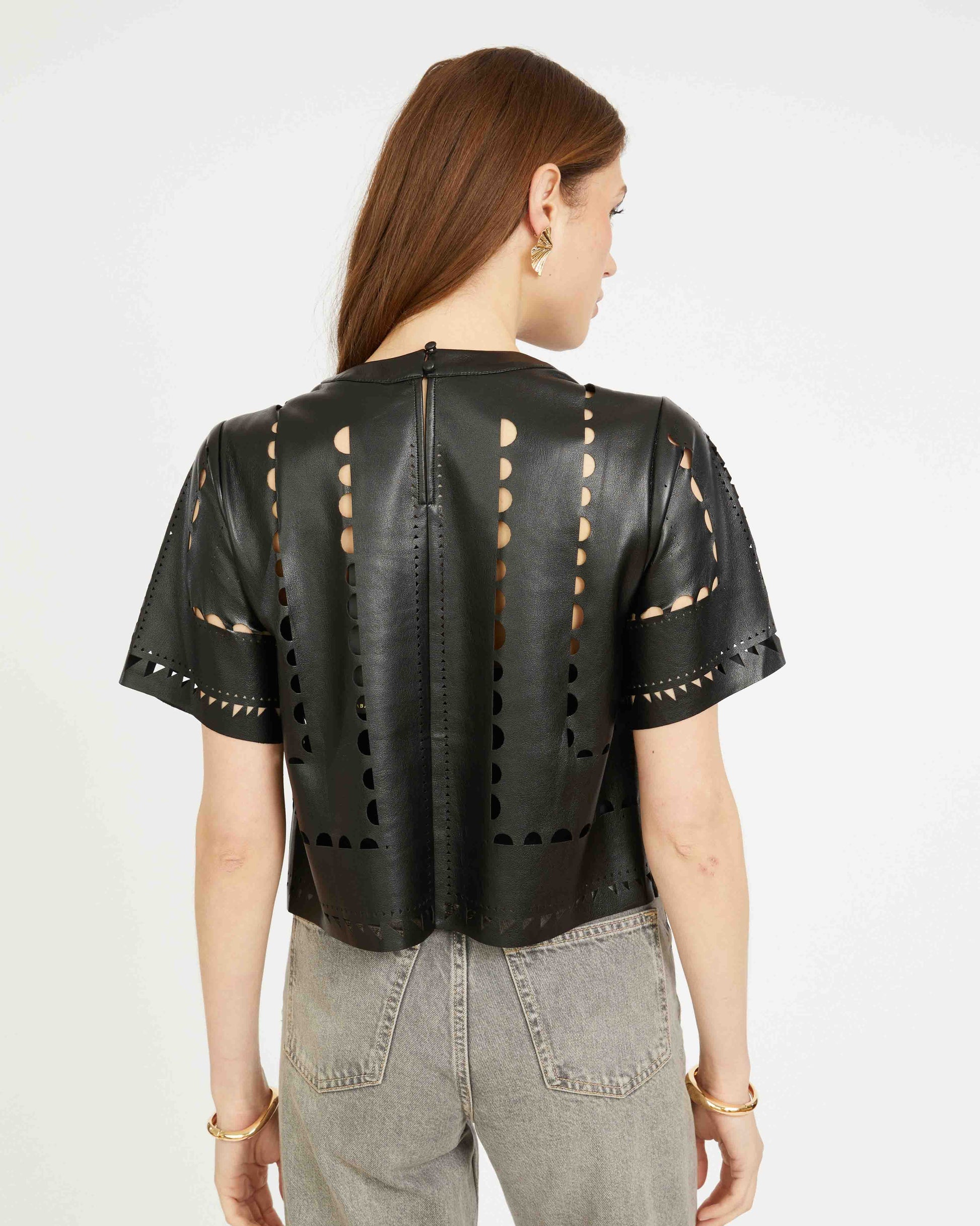 Anisa Top in Black Vegan Leather