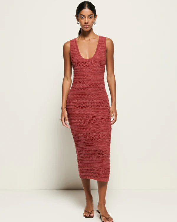Carrer Sweater Midi Dress-Marsala