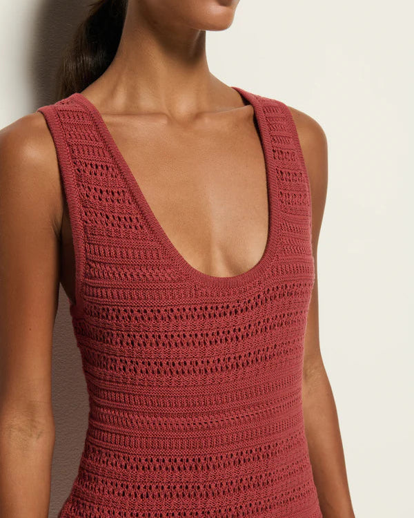 Carrer Sweater Midi Dress-Marsala