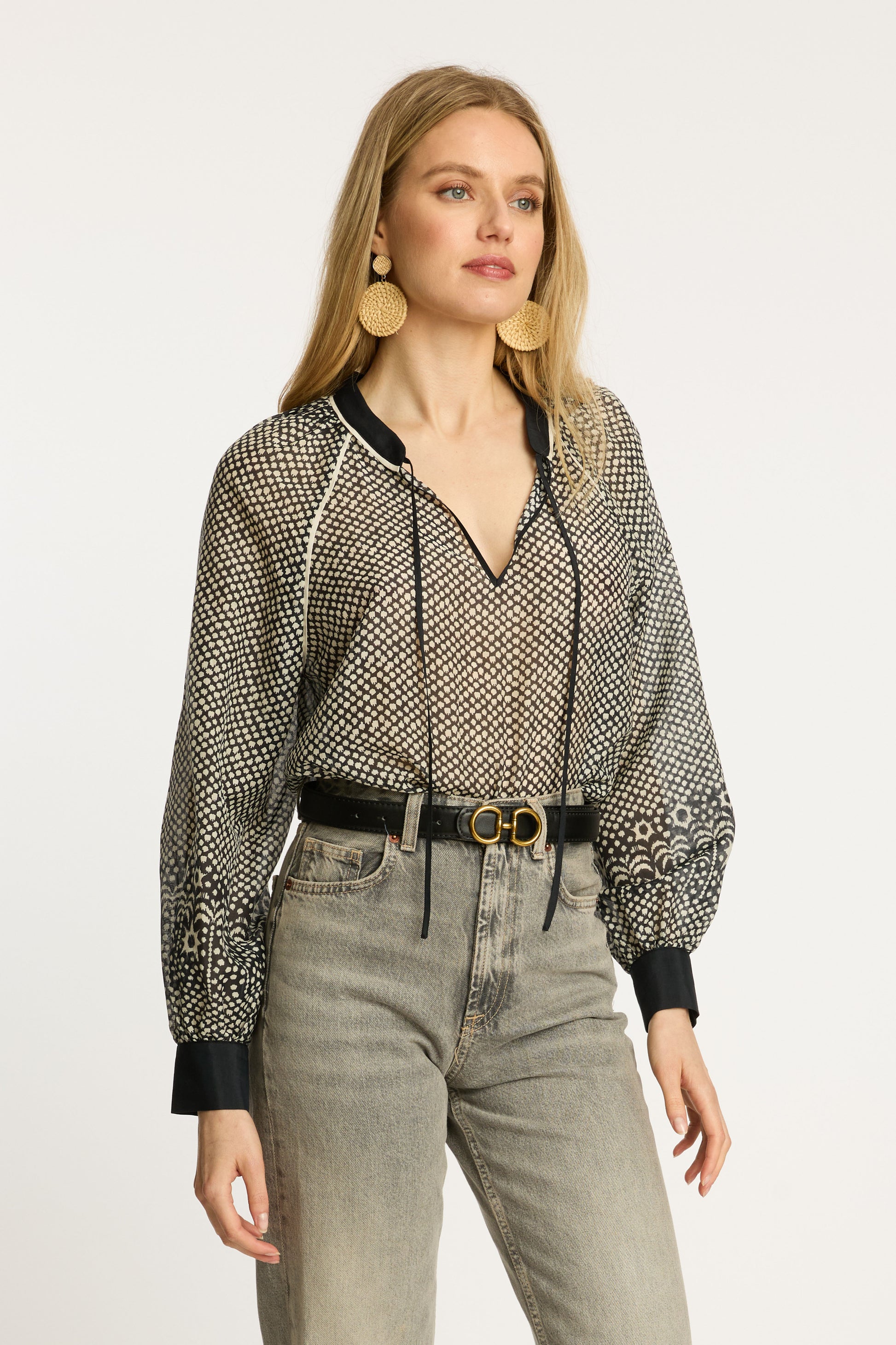 Sophie Top in Indigo Dot