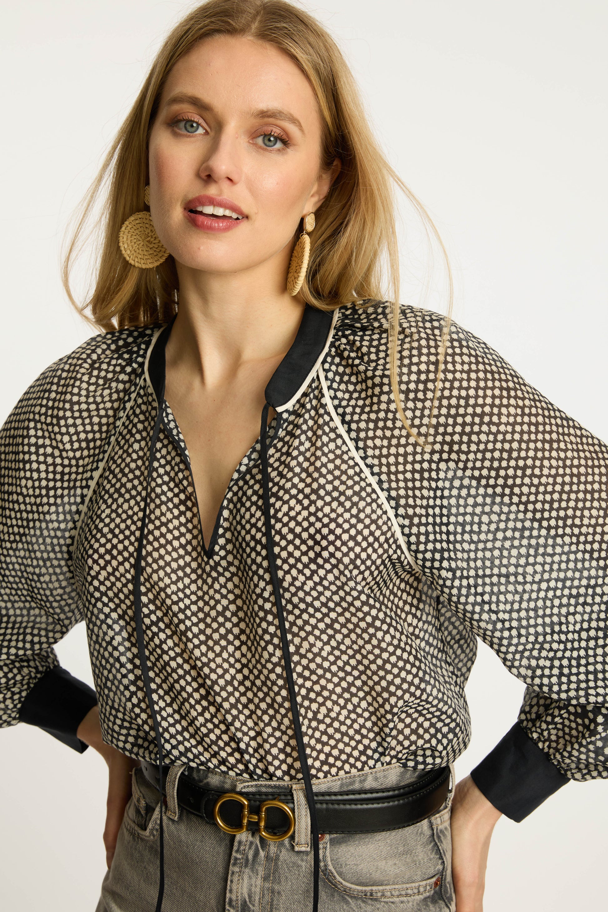 Sophie Top in Indigo Dot