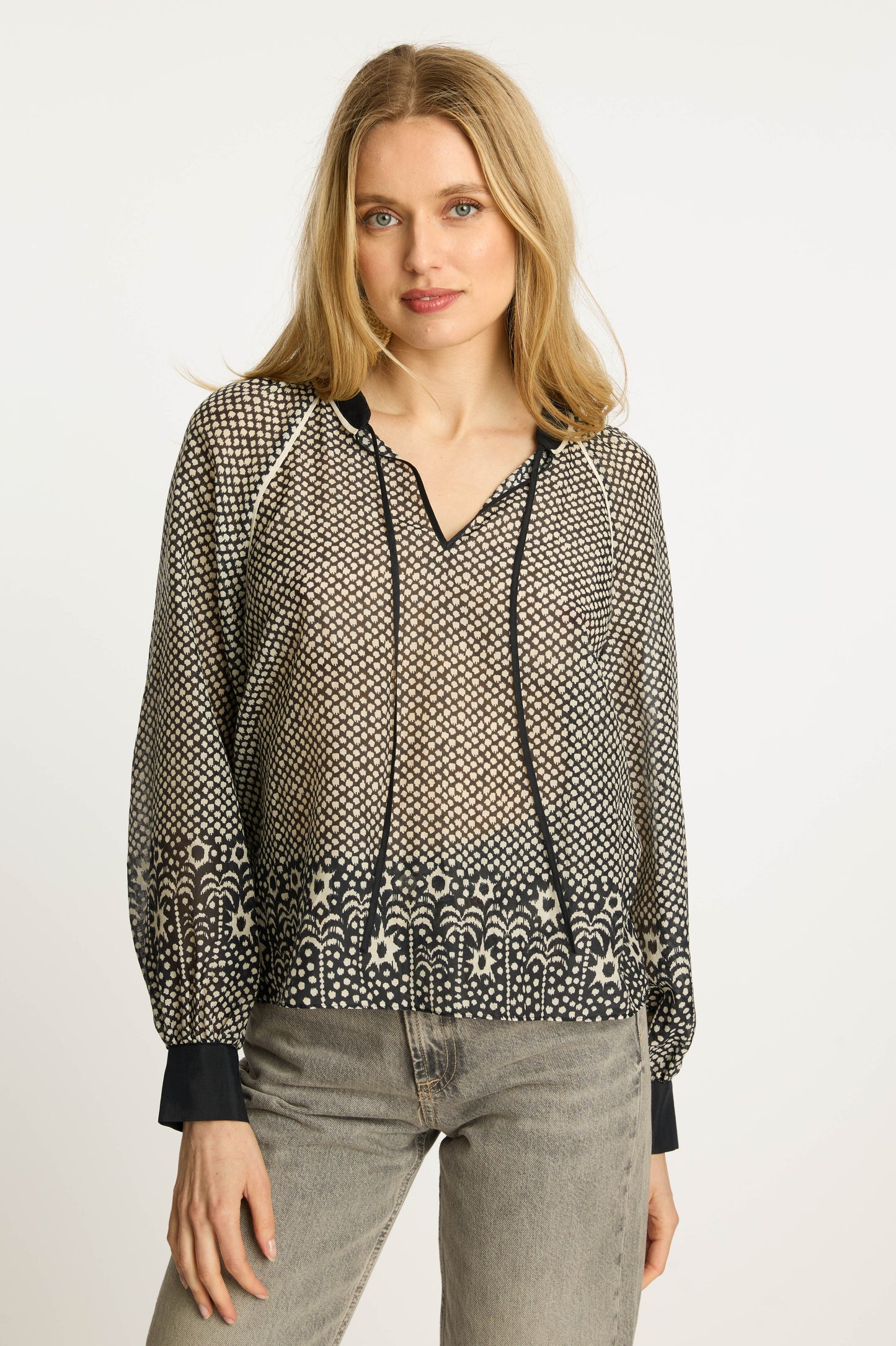 Sophie Top in Indigo Dot