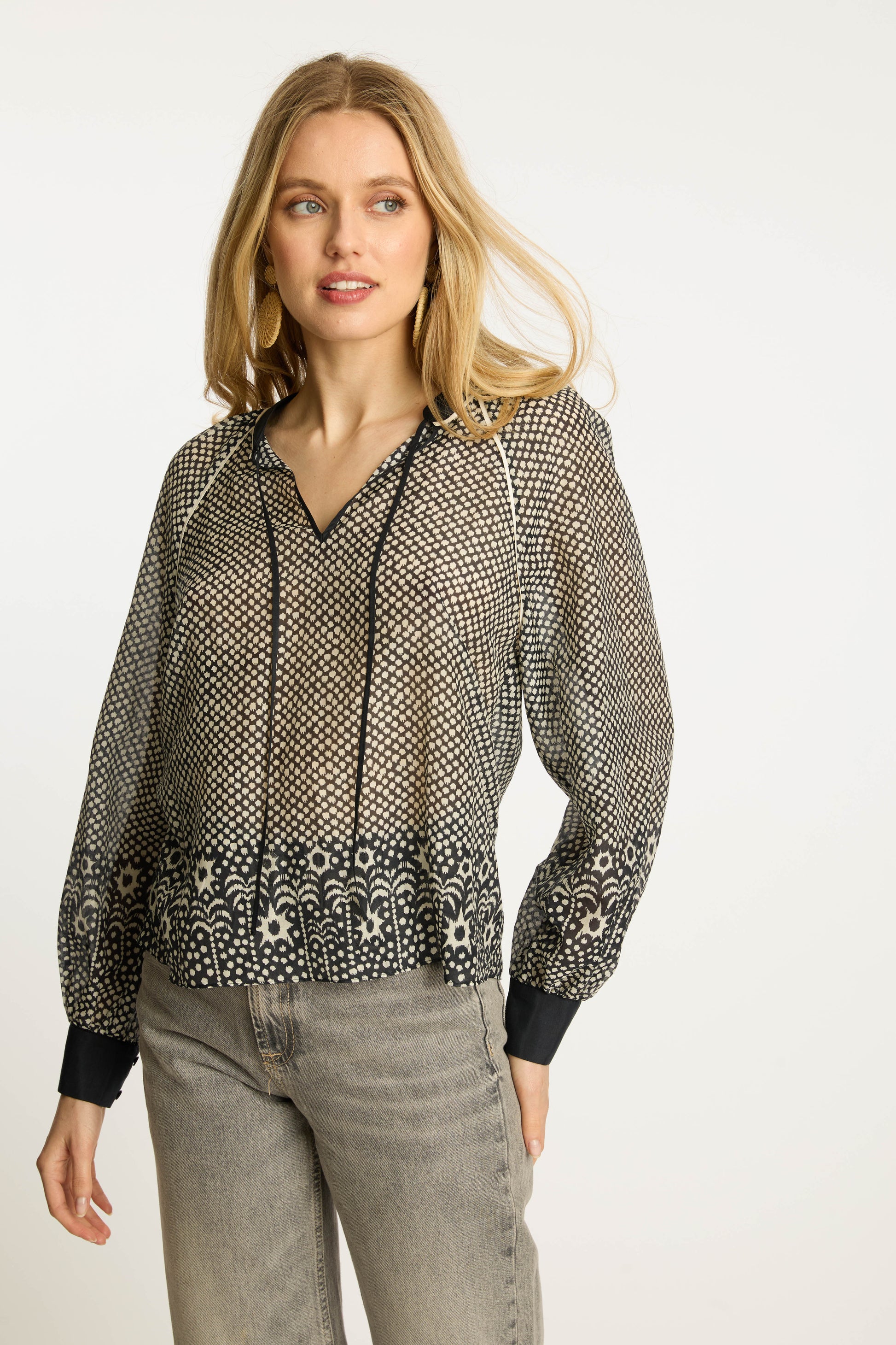 Sophie Top in Indigo Dot