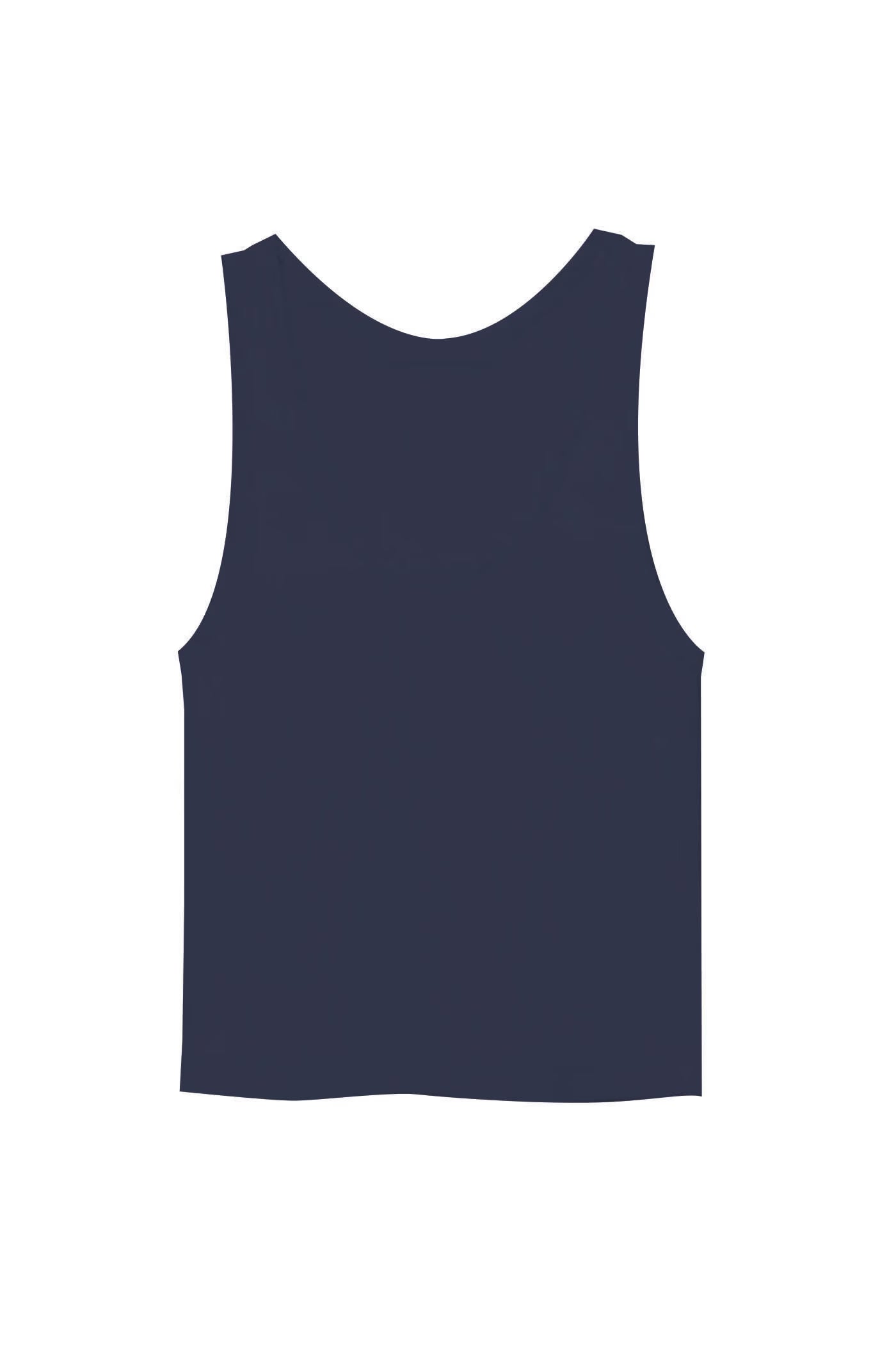 Navy blue tank top on a white background