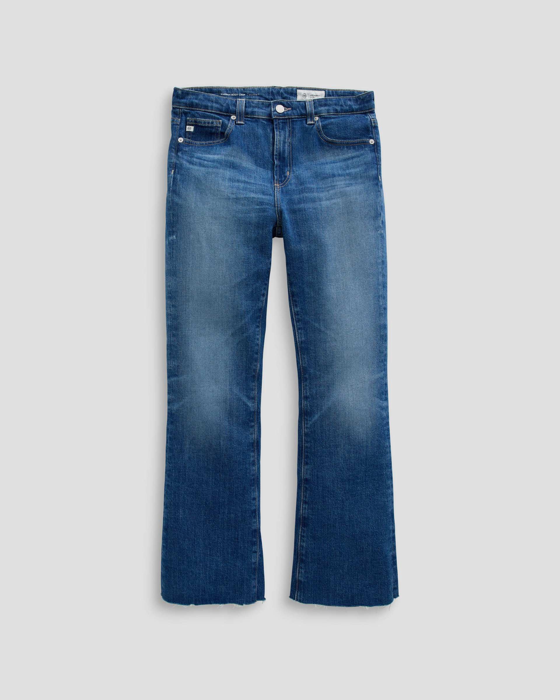 Blue jeans on a light gray background