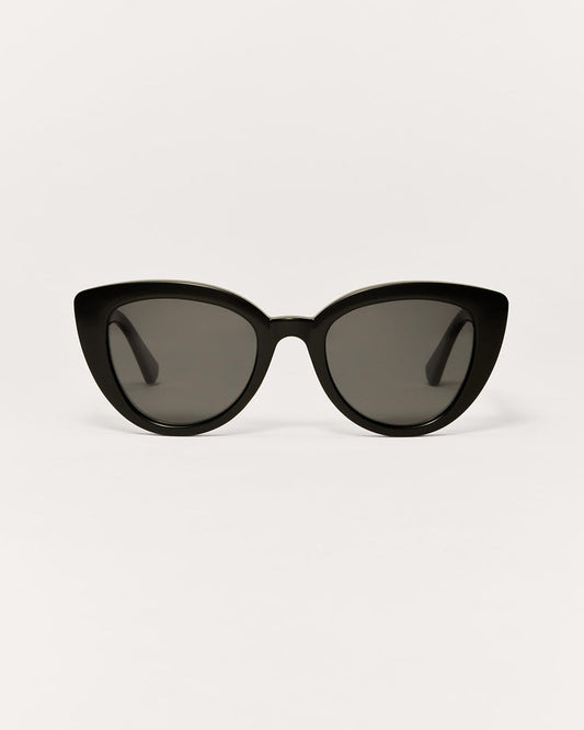 Black cat-eye sunglasses on a white background