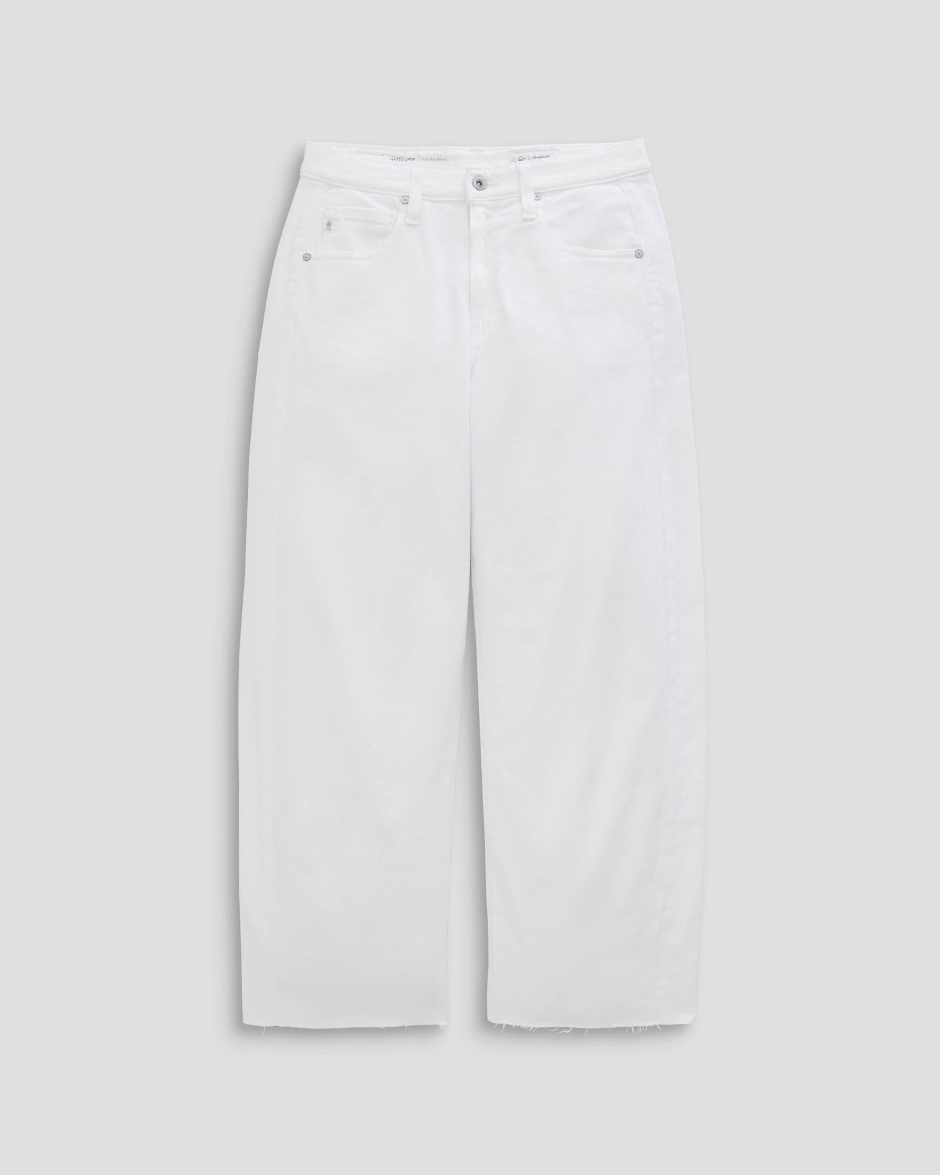 White denim skirt on a light gray background
