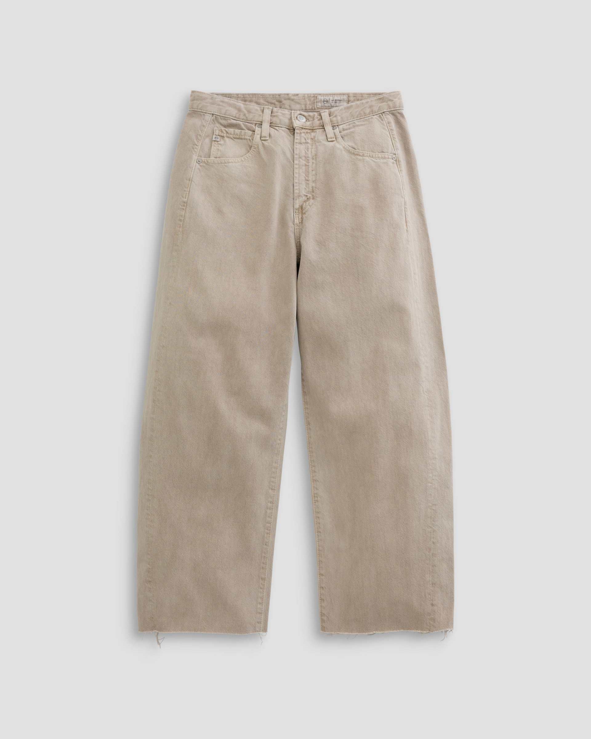 Beige pants on a light gray background