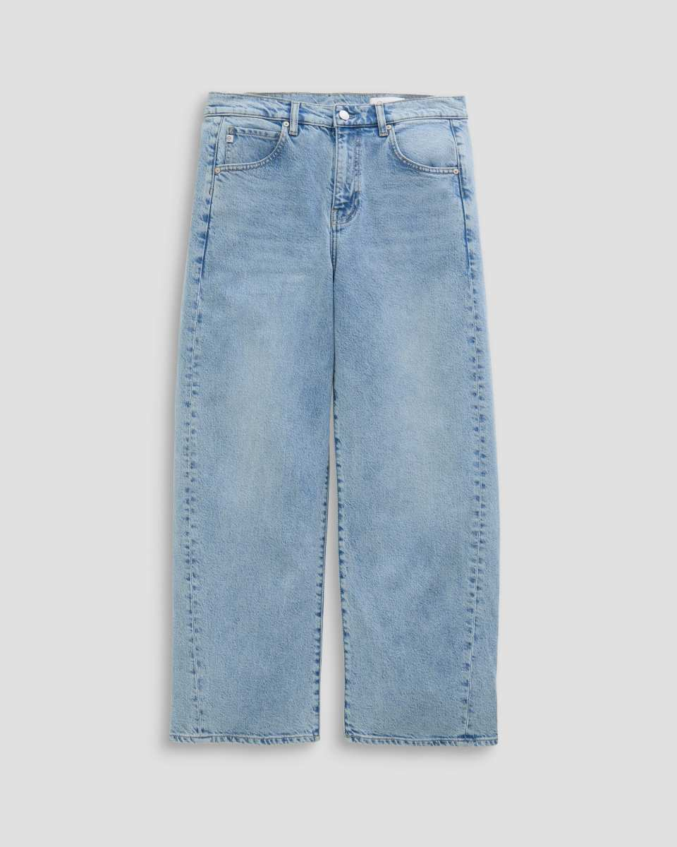 Light blue jeans on a light gray background
