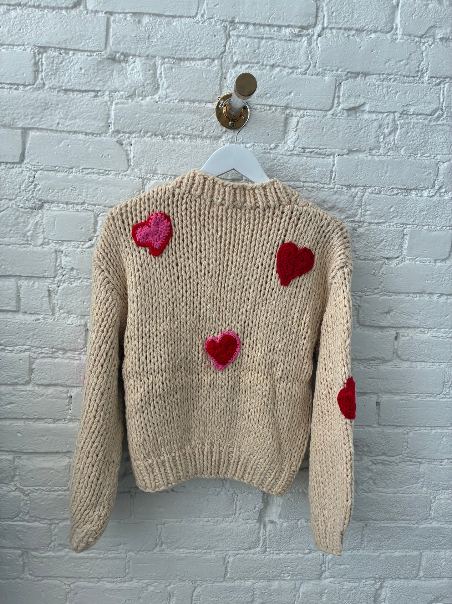 Hand Knit Heart Cardigan
