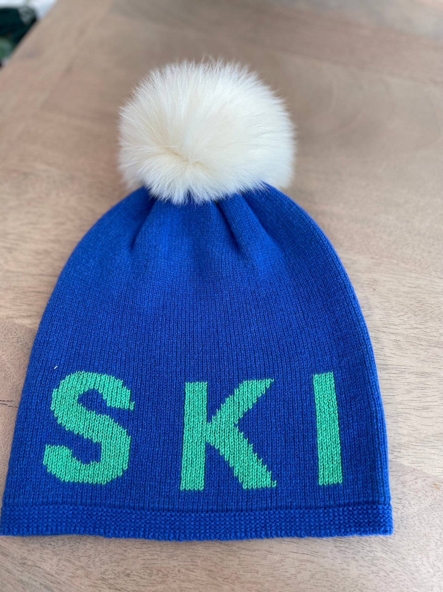 100% Cashmere "SKI" Pom Pom Hat