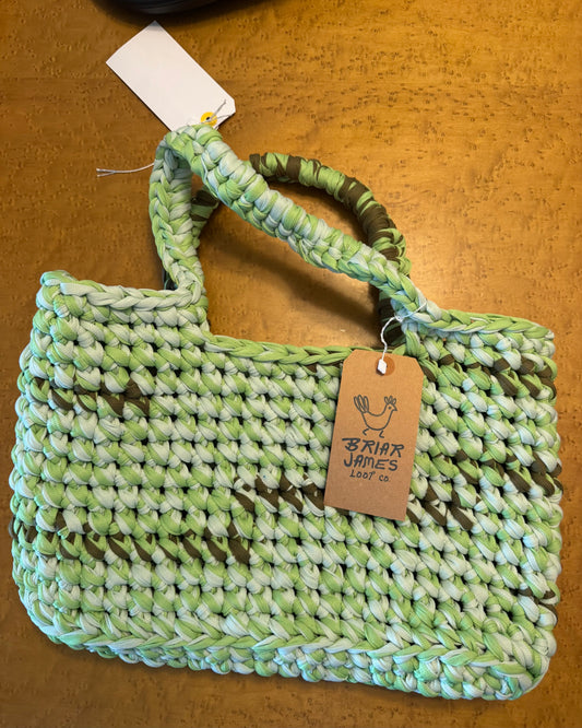 Crochet Tote Bag-Green Multi