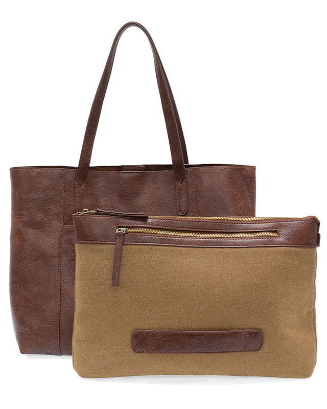 Hickory vegan leather laptop tote against a white background.
