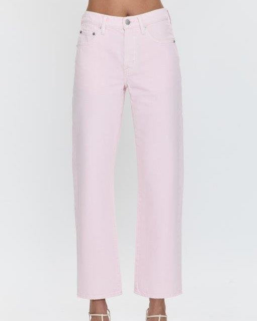 Light pink jeans on a white background
