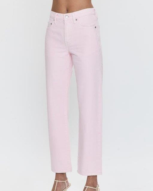 Light pink jeans on a white background