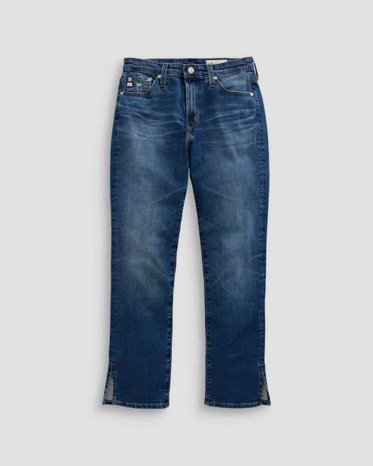 Blue jeans on a light gray background