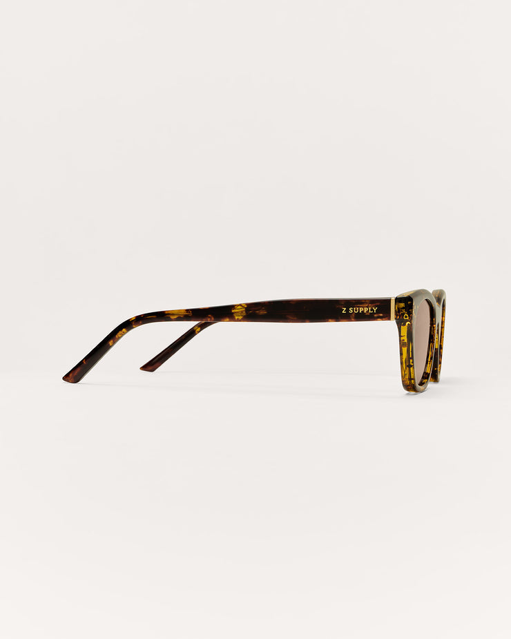 Tortoiseshell sunglasses on a white background