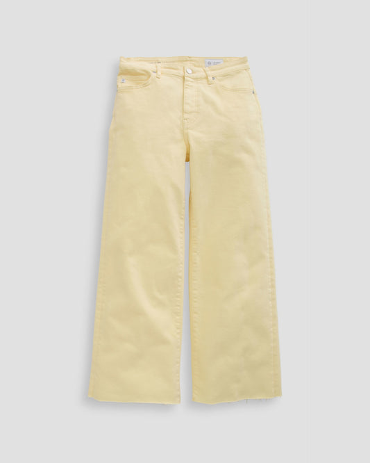 Beige wide-leg pants on a light gray background
