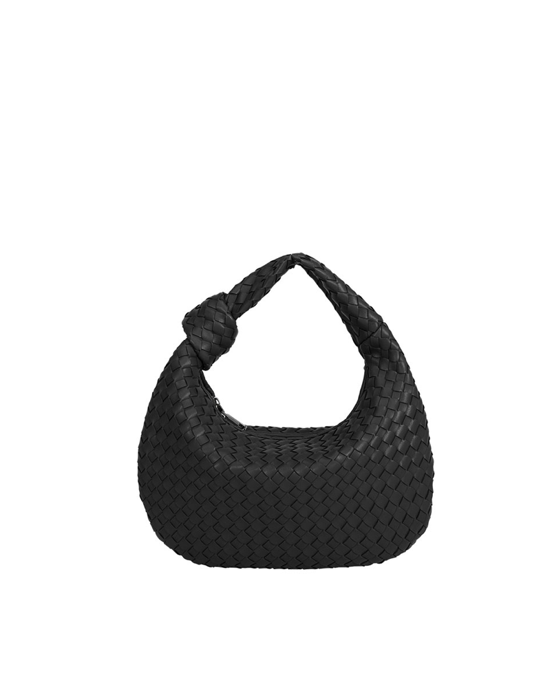 Image of Melie Bianco  Drew small Recycled Vegan Top Handle bag in black on a white background