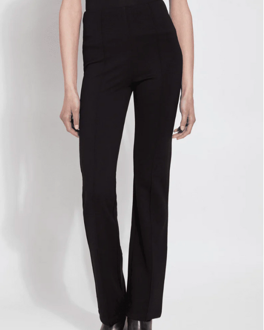 Person wearing black pants on a white background