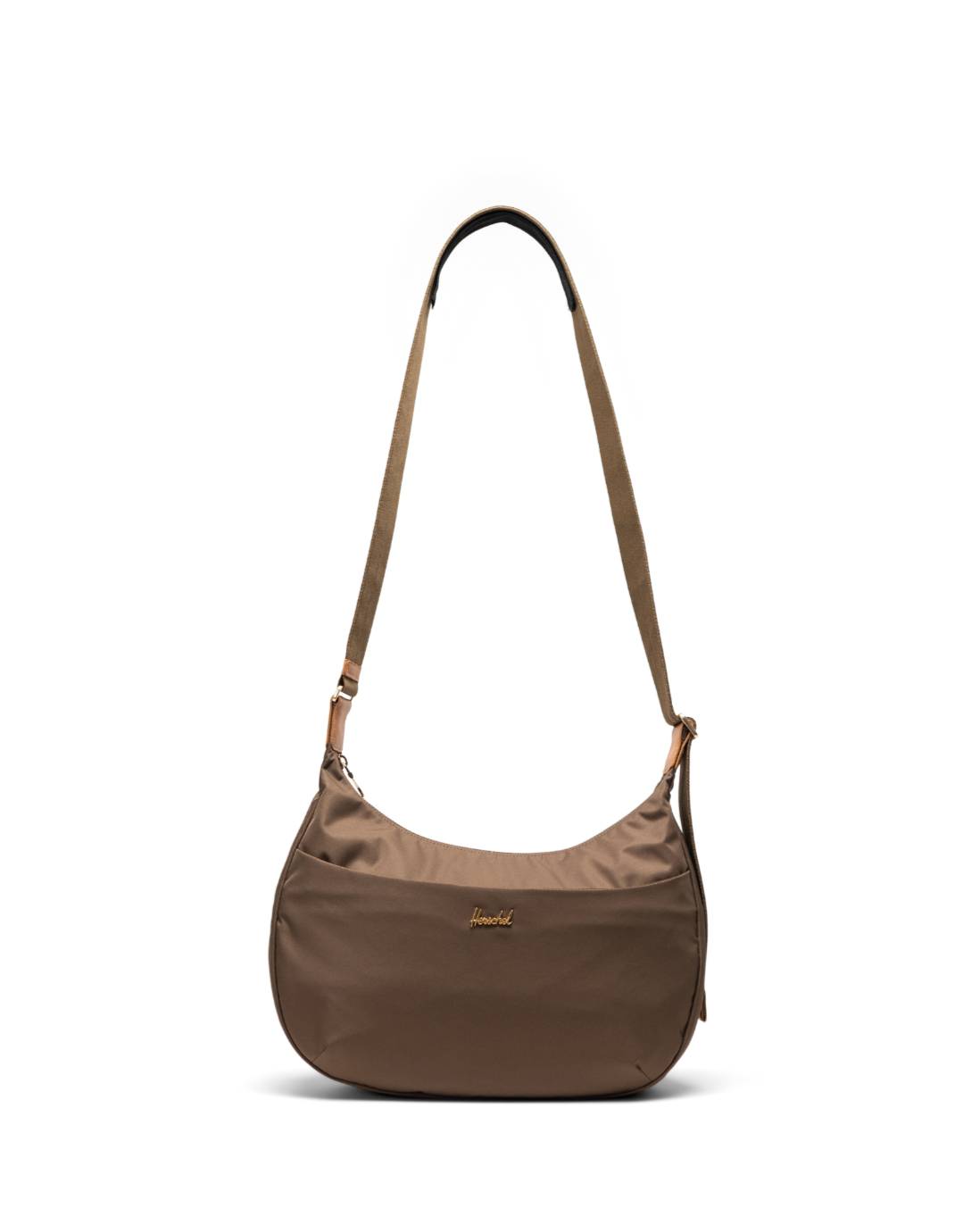 Brown shoulder bag on a white background