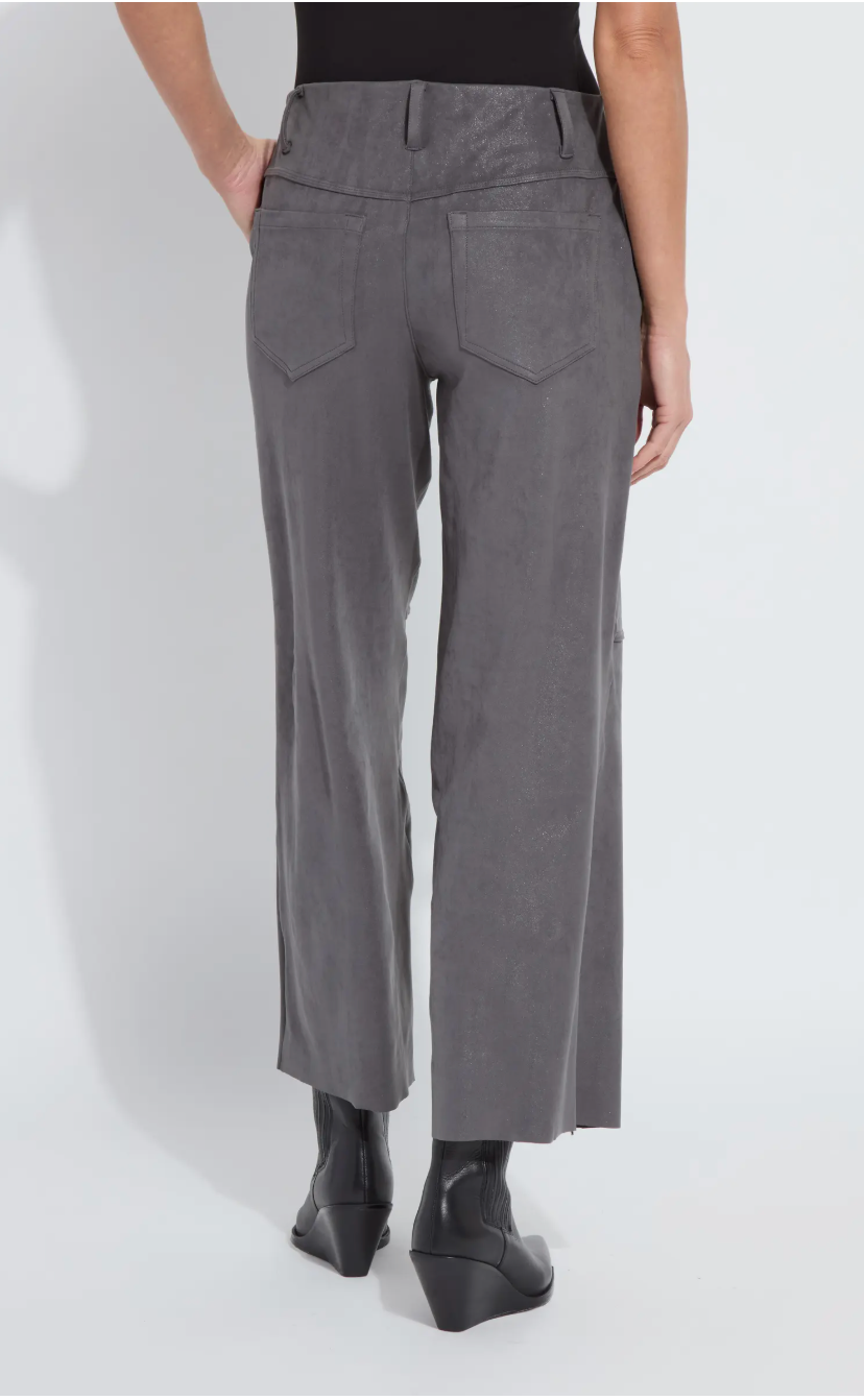 Amina Patent Foil Vegan Suede Pant - Liquid Charcoal