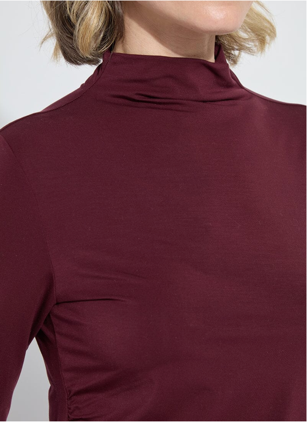 Jovita Funnel Neck Top - Dark Plum
