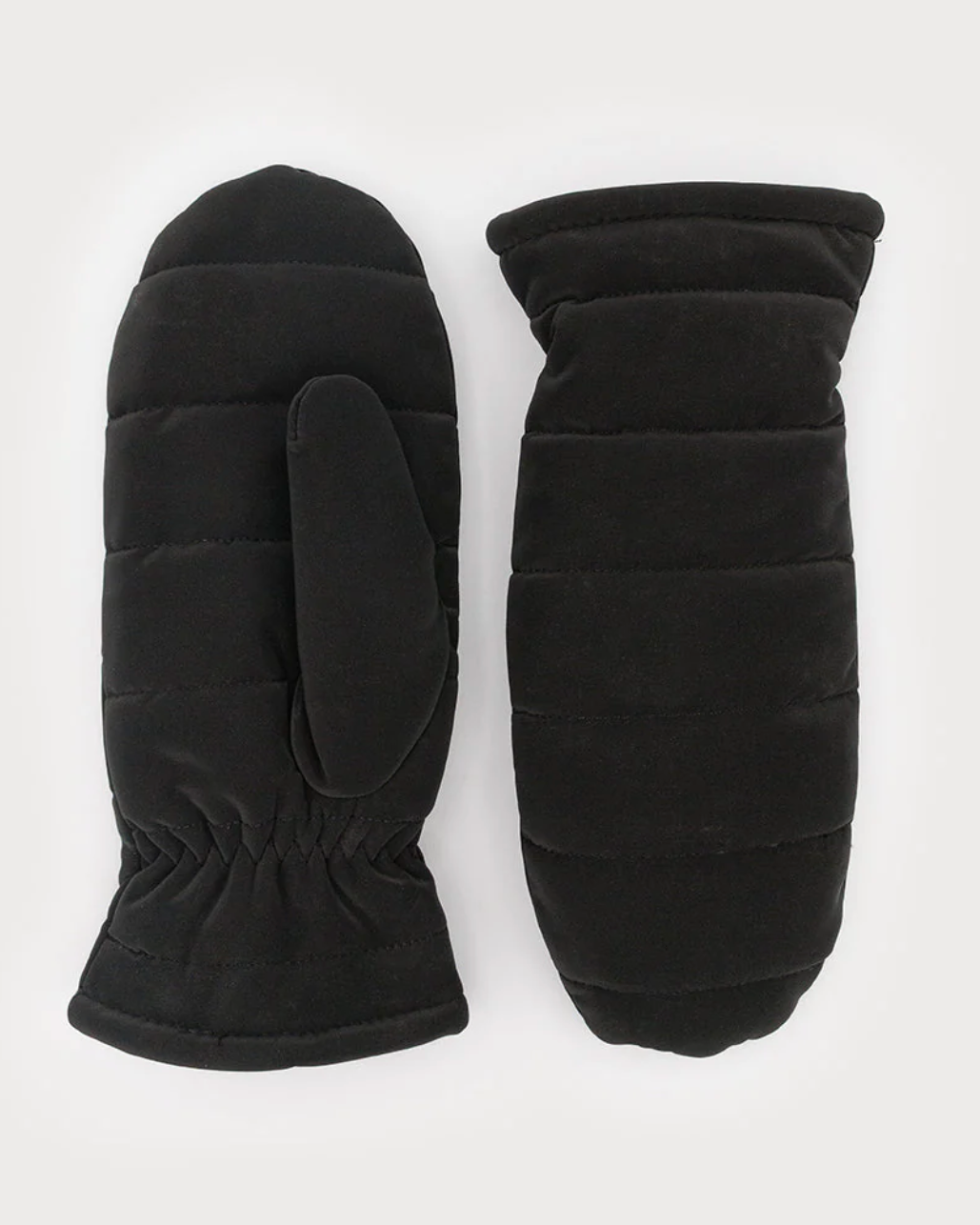 Pair of black mittens on a white background