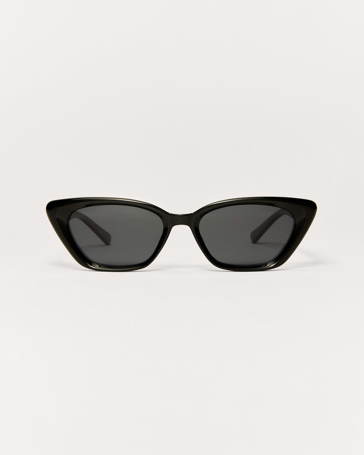Black cat-eye sunglasses on a white background