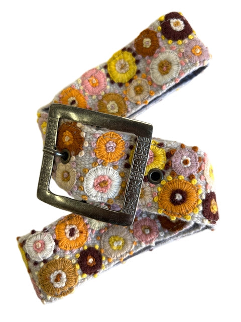 Pastel Embroidered Belt-Cream